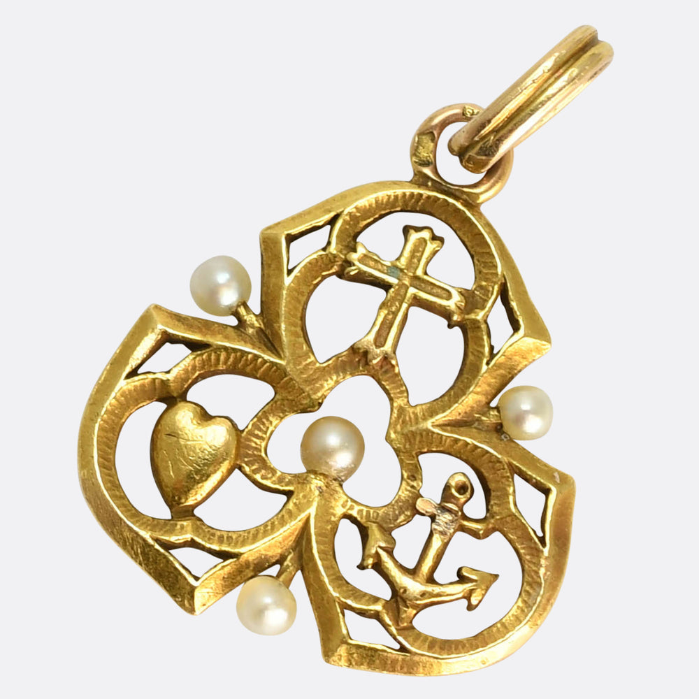Victorian French Faith, Hope & Charity Pearl Charm