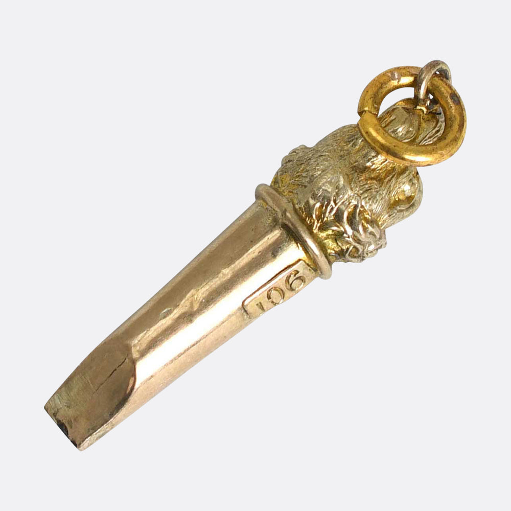 Victorian Gold Dog Whistle Pendant