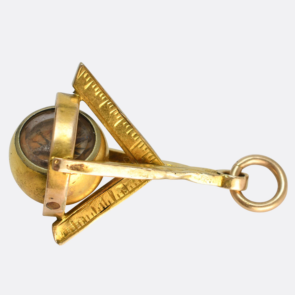 Victorian Gold Masonic Compass Fob