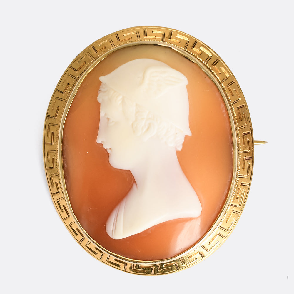 Victorian Hermes Shell Cameo Brooch