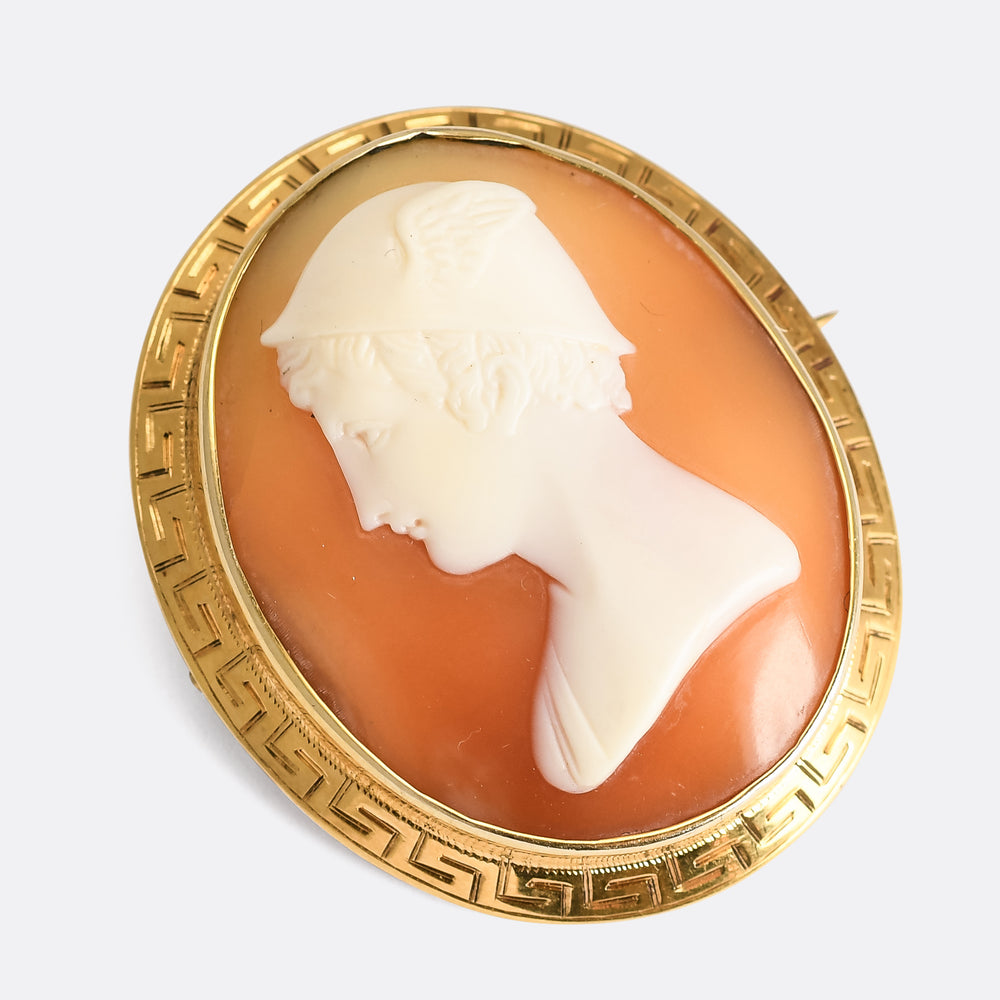 Victorian Hermes Shell Cameo Brooch