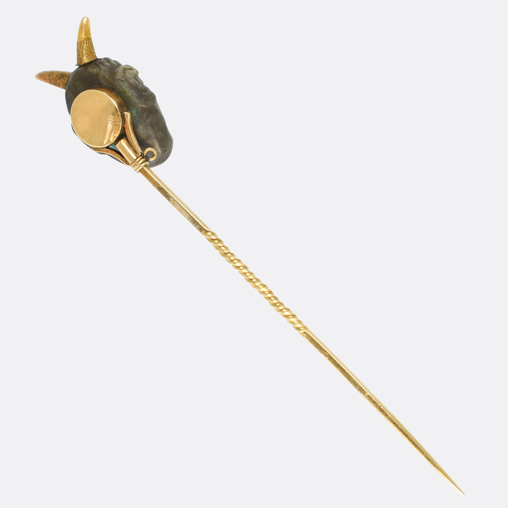 Victorian Labradorite & Ruby Devil Stick Pin