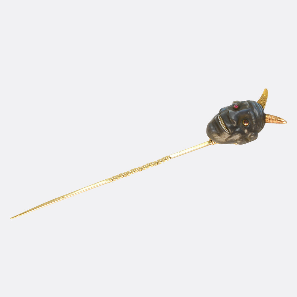 Victorian Labradorite & Ruby Devil Stick Pin