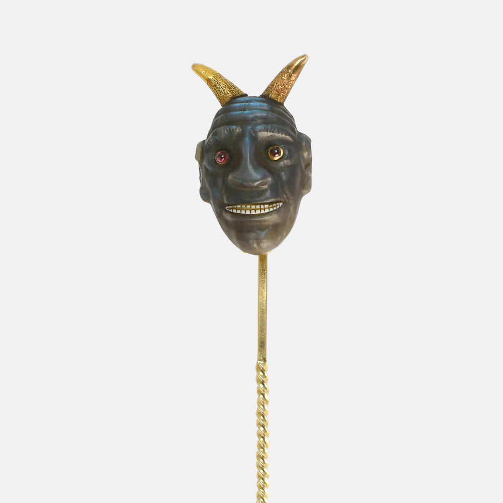Victorian Labradorite & Ruby Devil Stick Pin