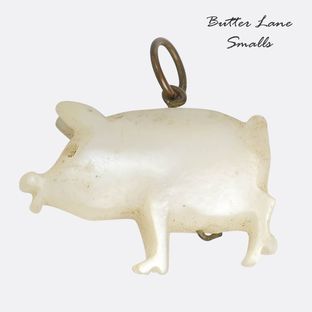 Victorian Mother of Pearl Lucky Pig Charm