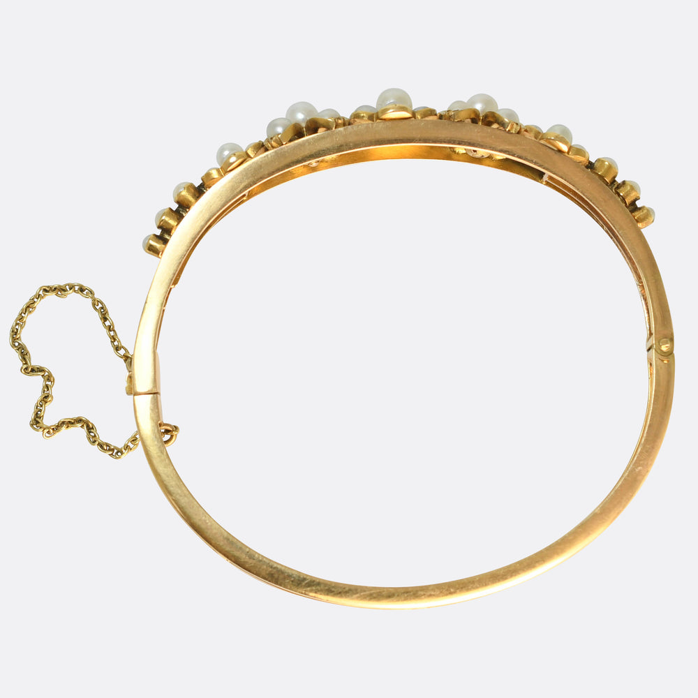 Victorian Natural Pearl Flower Cluster Bangle