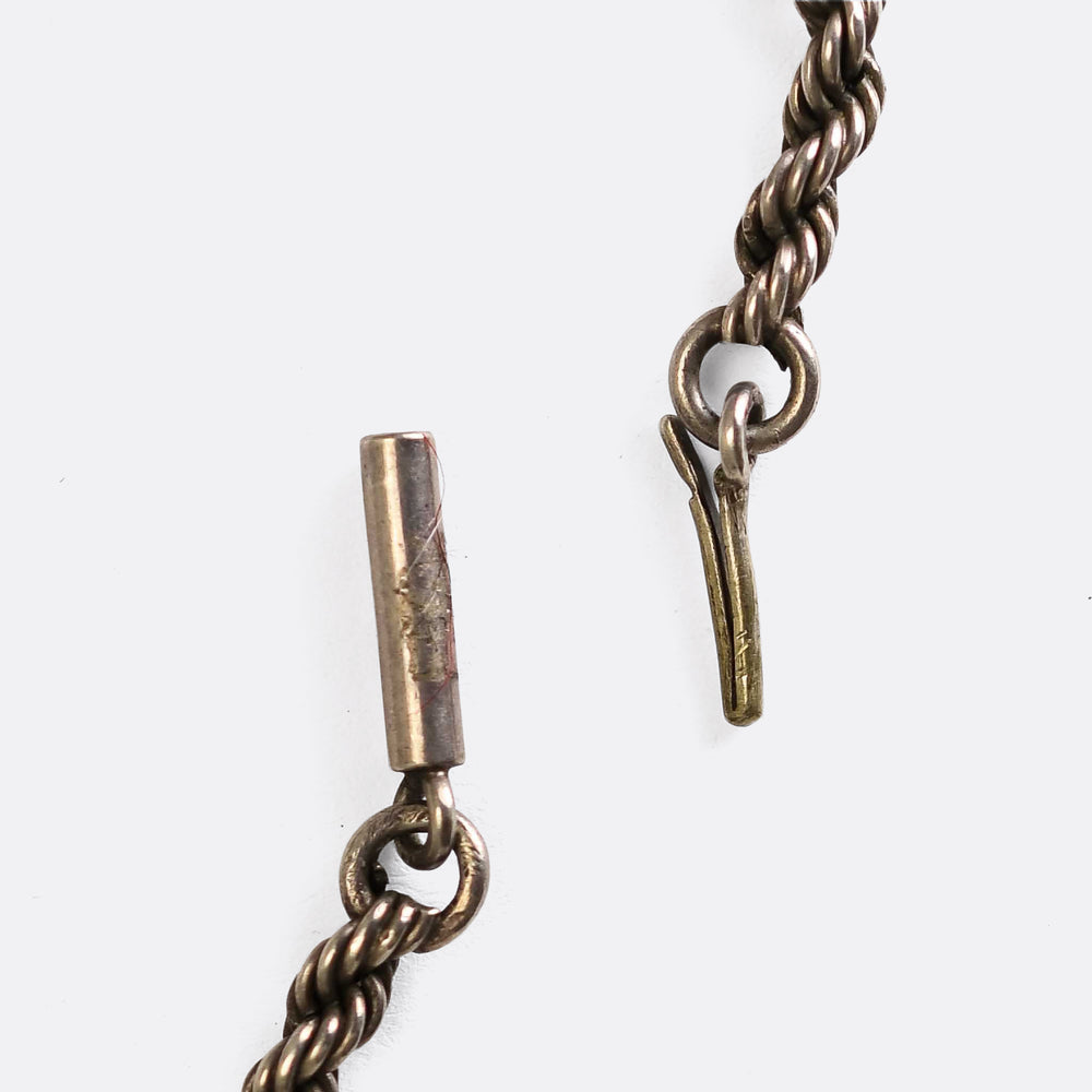 Victorian Niello Cross Pendant & Silver Chain