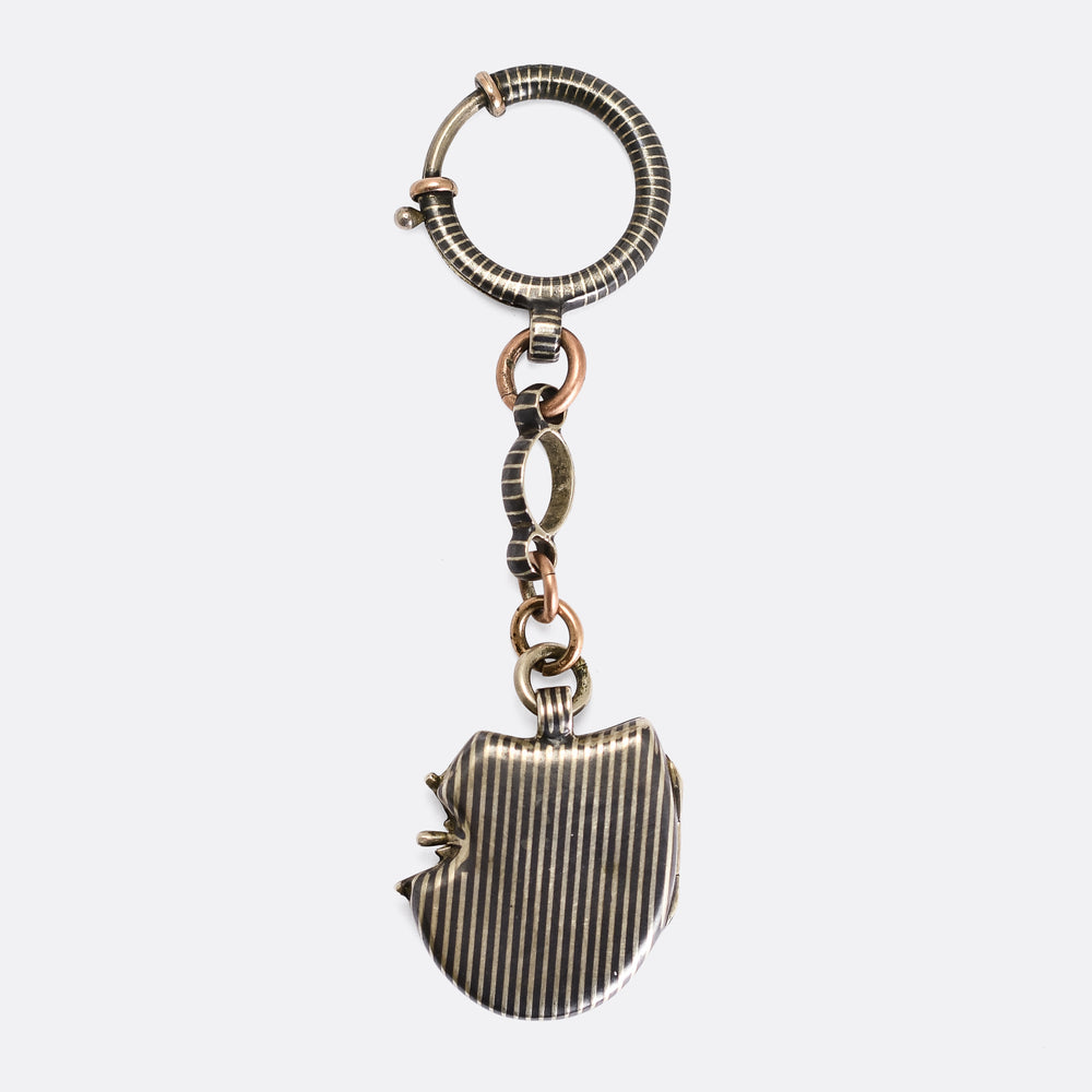 Victorian Niello Silver Saddle Locket