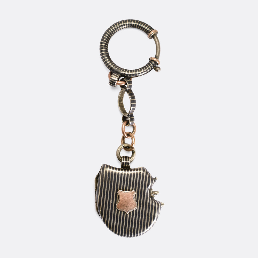 Victorian Niello Silver Saddle Locket