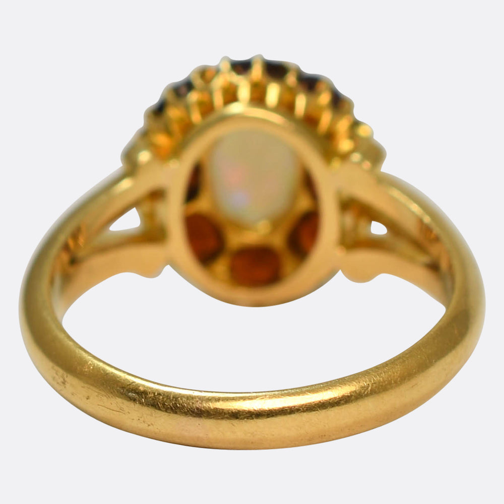 Victorian Opal & Ruby Cluster Ring