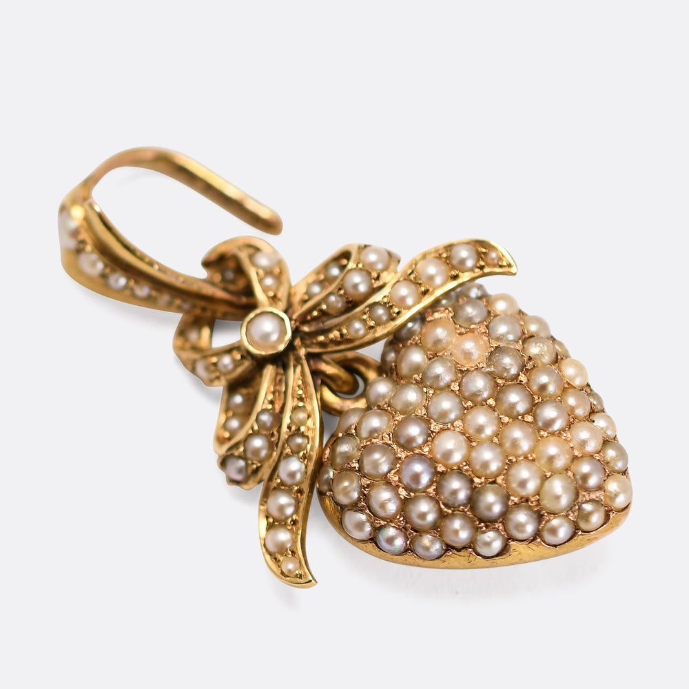 Victorian Pavé Pearl Heart Pendant