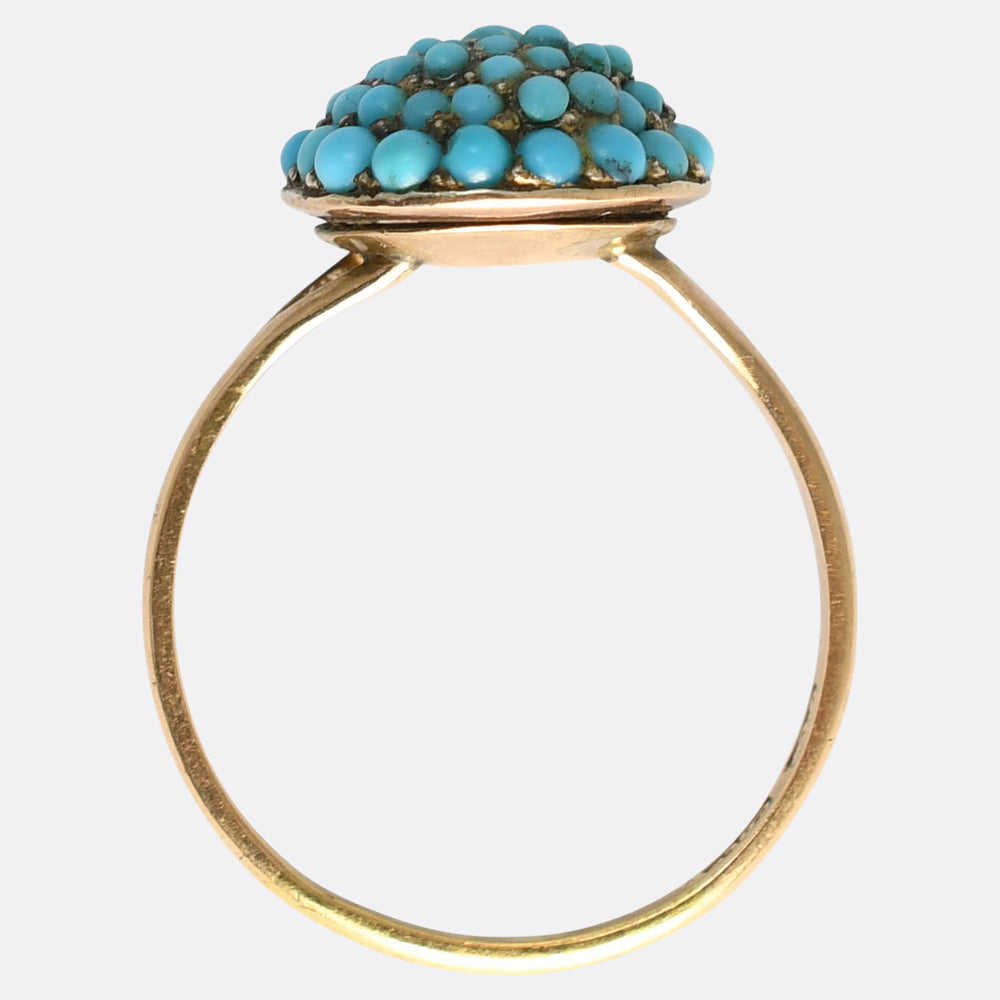 Victorian Pavé Turquoise Bombé Ring