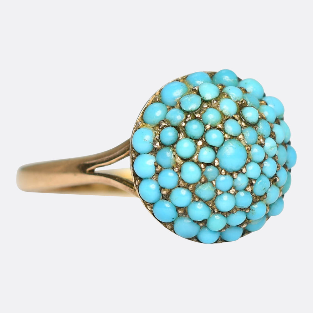 Victorian Pavé Turquoise Bombé Ring