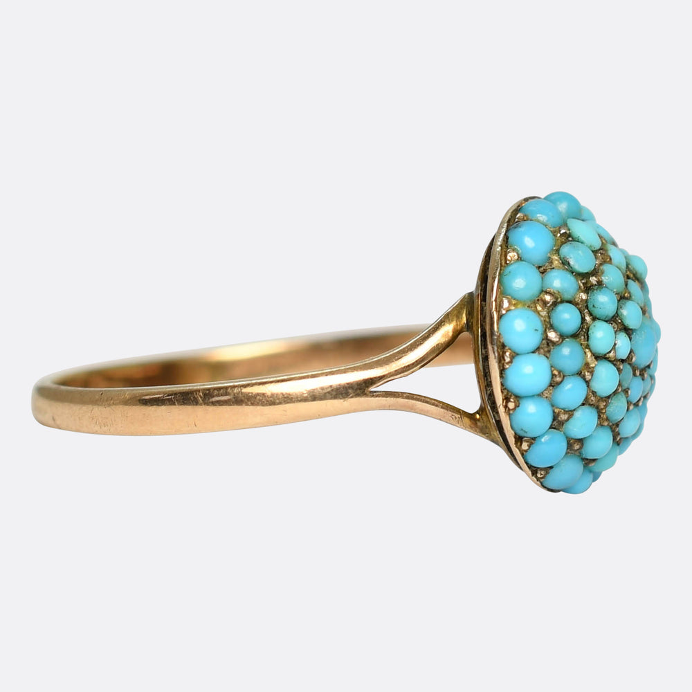 Victorian Pavé Turquoise Bombé Ring