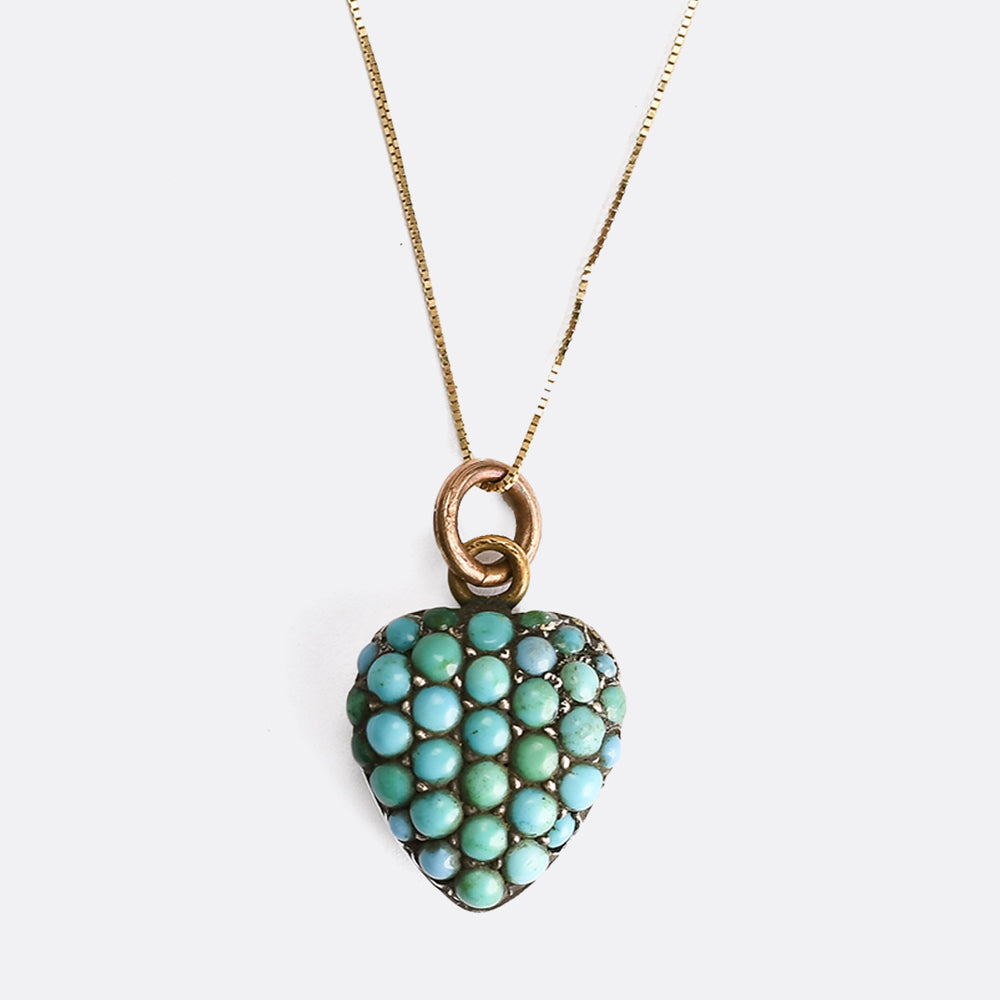 Victorian Pavé Turquoise Heart Pendant