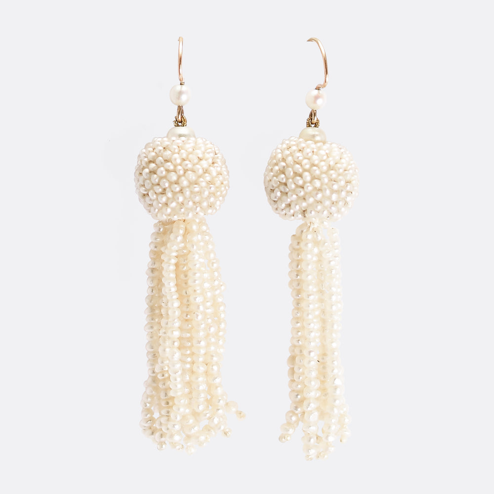 Victorian Pearl Tassel Drop Earrings