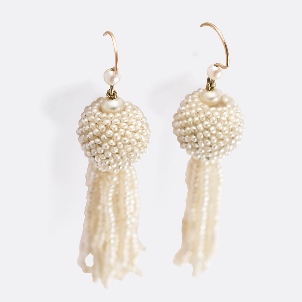 Victorian Pearl Tassel Drop Earrings