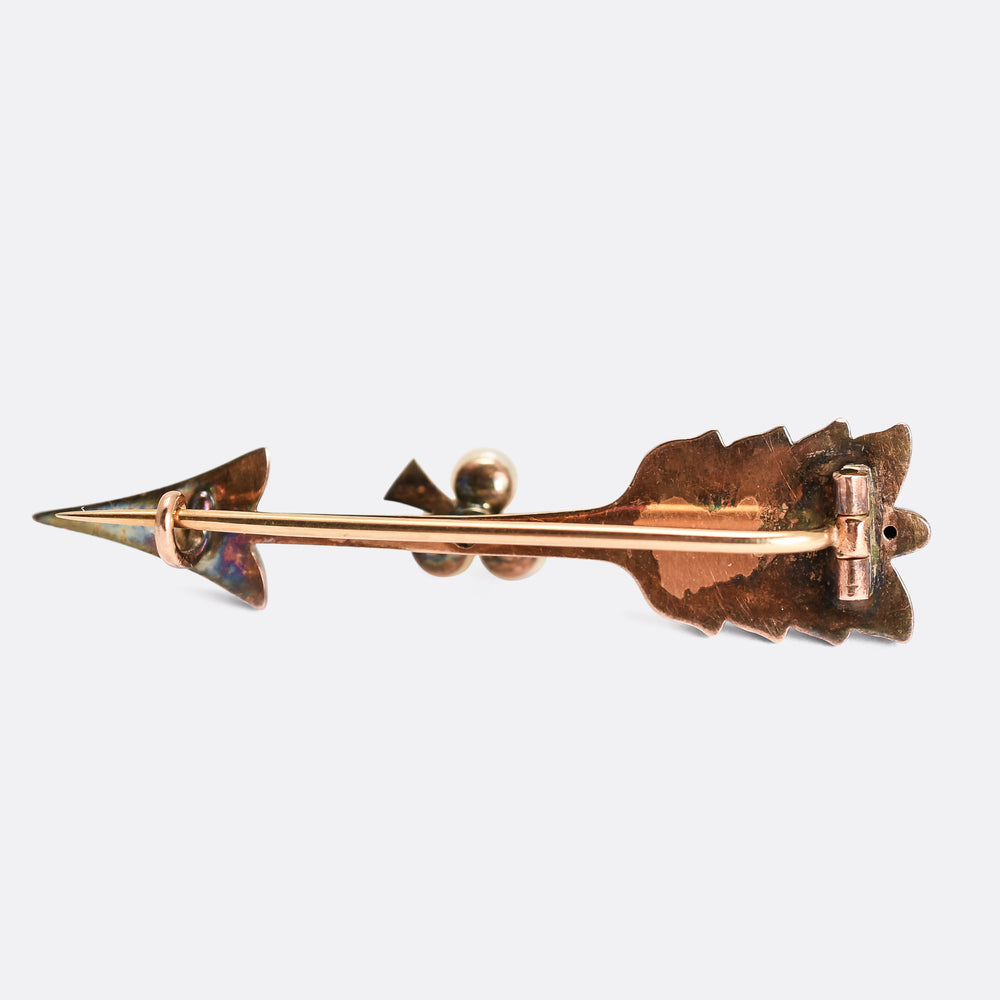 Victorian Pearl & Diamond Arrow Brooch