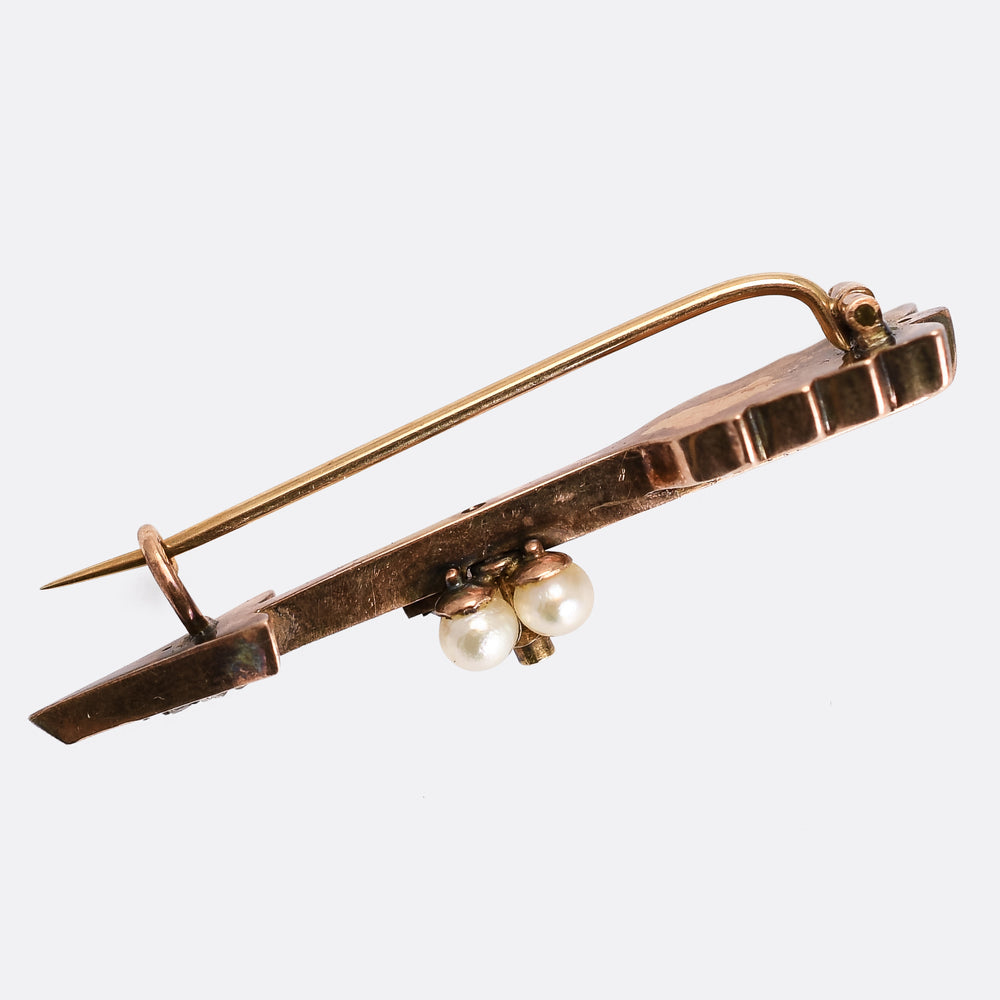 Victorian Pearl & Diamond Arrow Brooch