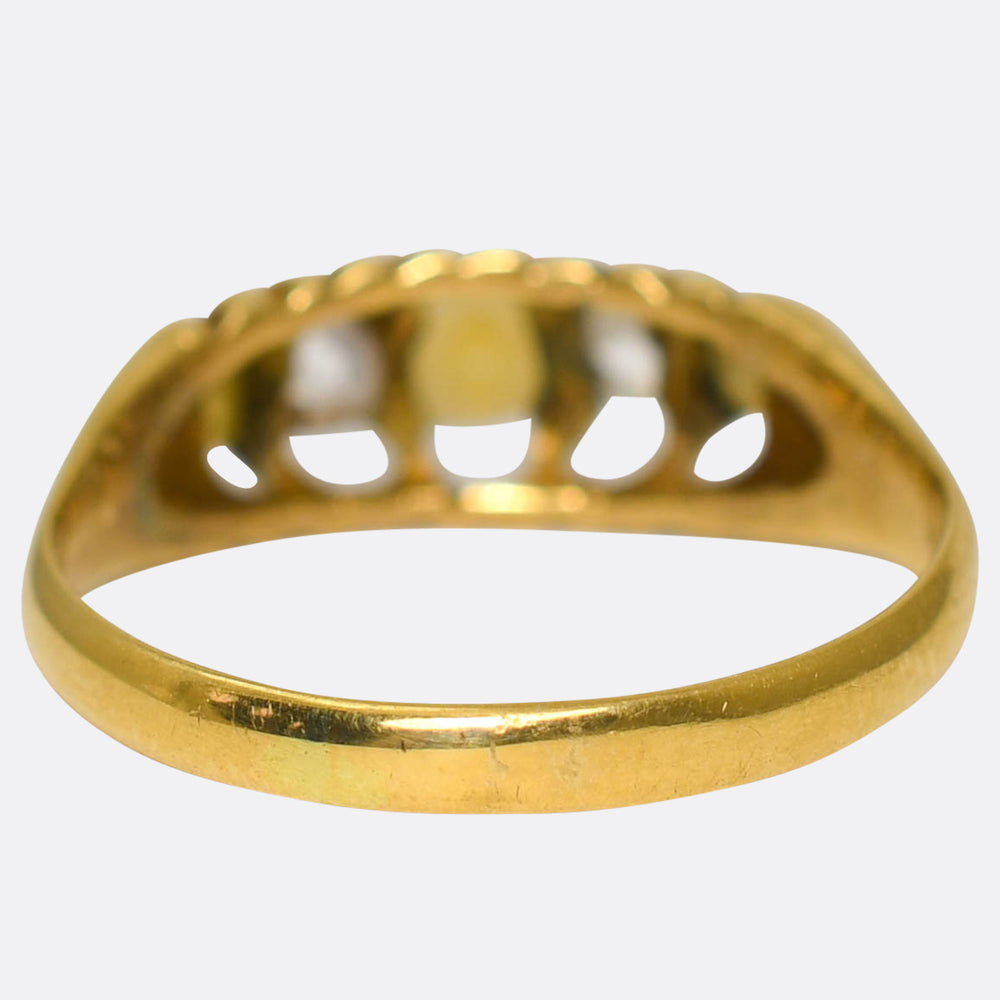 Victorian Pearl & Rose Cut Diamond 5-Stone Ring