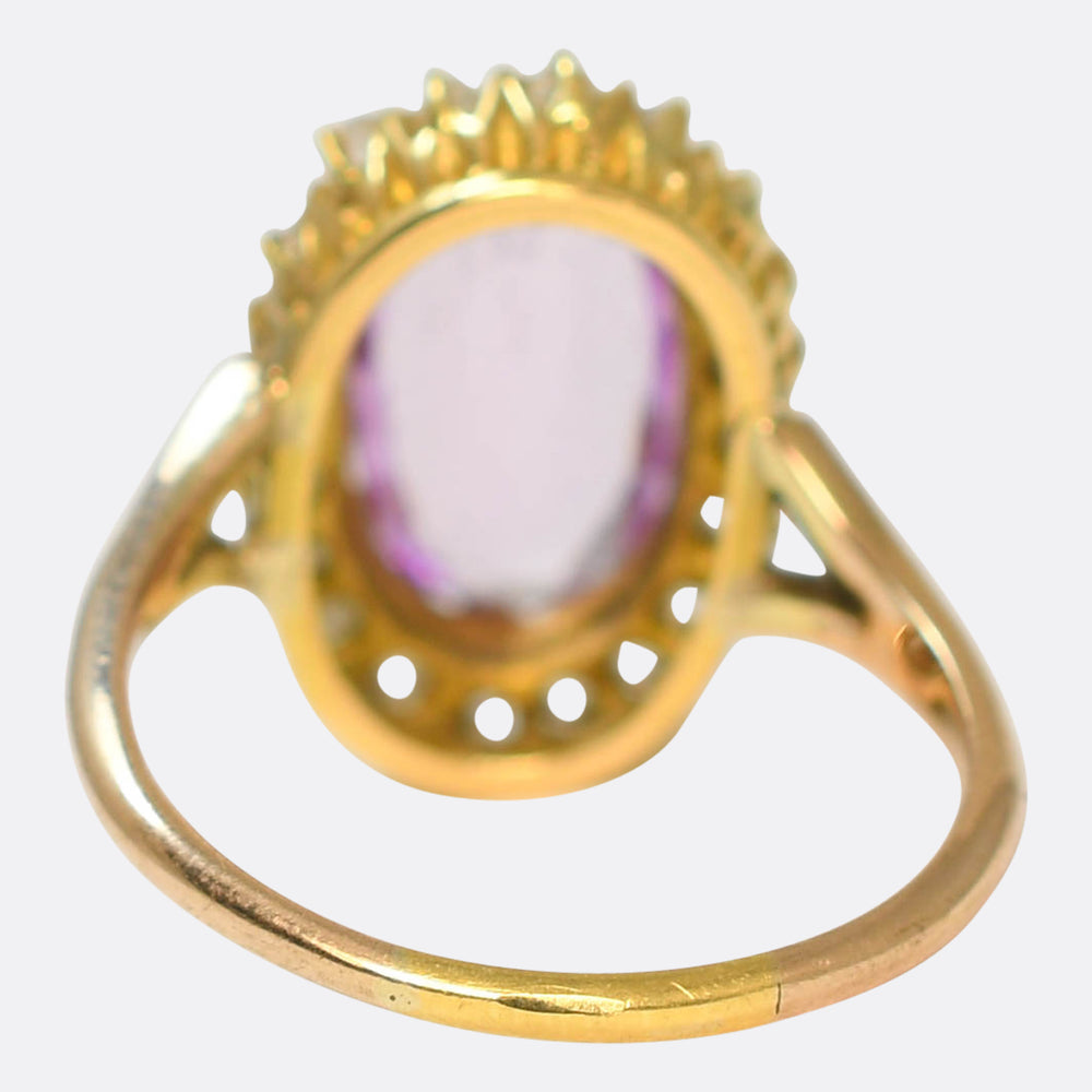 Victorian Pink Topaz & Diamond Cluster Ring