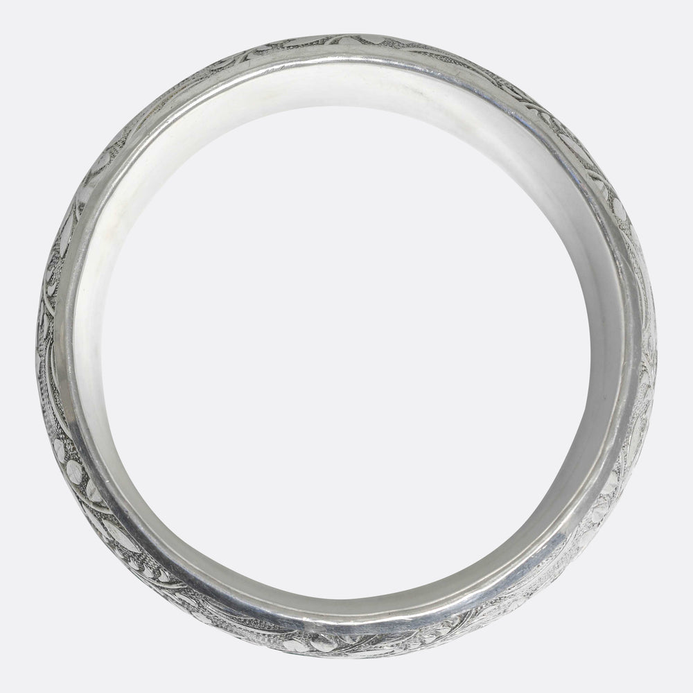 Victorian Rare Aluminium Floral Cuff Bangle