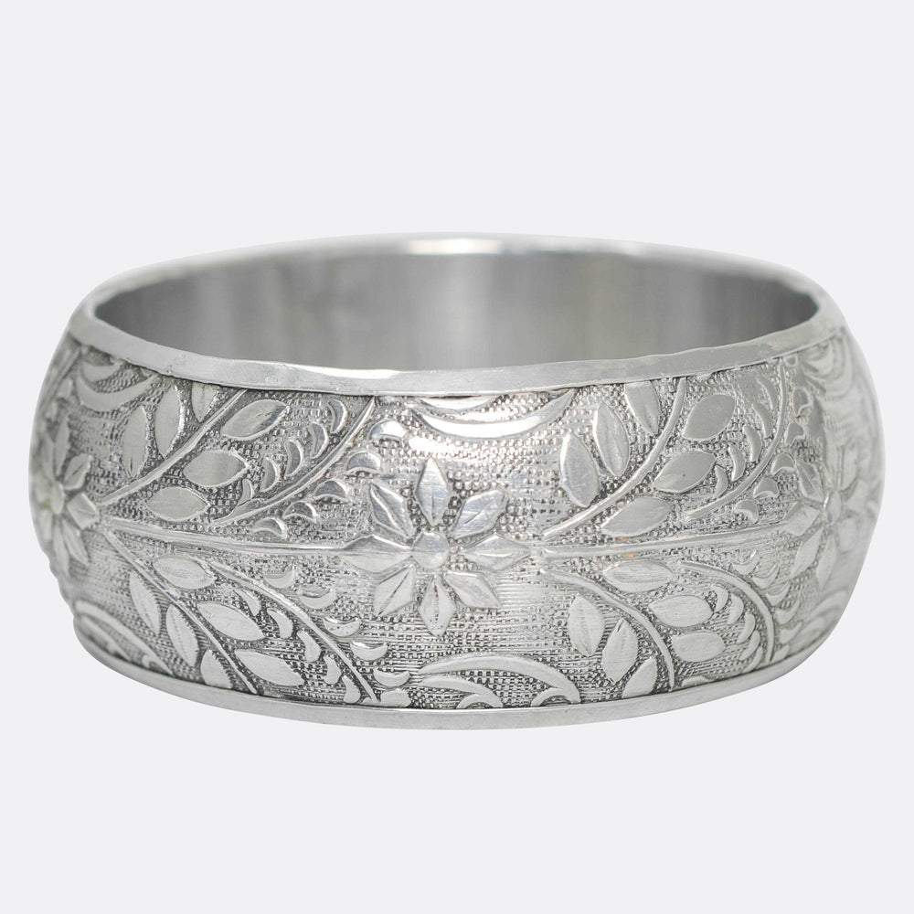 Victorian Rare Aluminium Floral Cuff Bangle