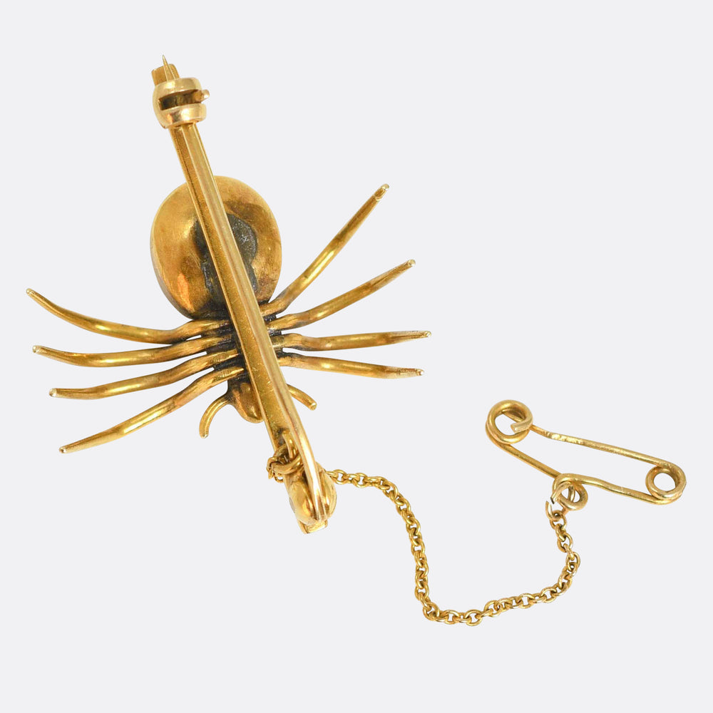 Victorian Rock Crystal & Quartz Spider Bar Brooch
