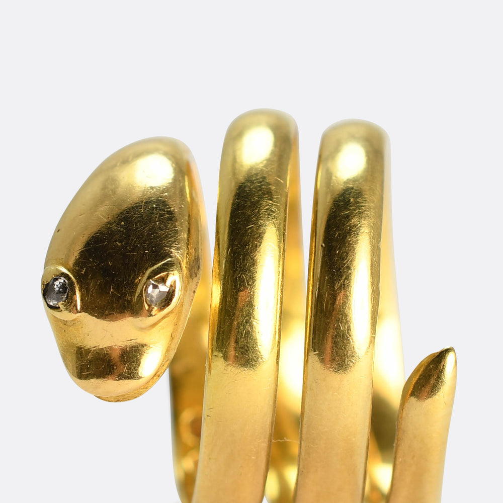 Victorian Rose Cut Diamond Coiled Snake Ring