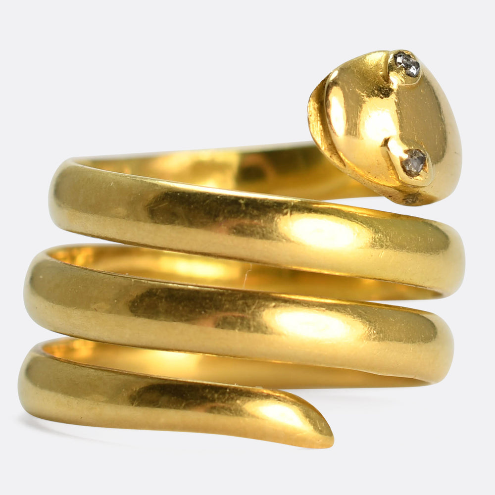 Victorian Rose Cut Diamond Coiled Snake Ring