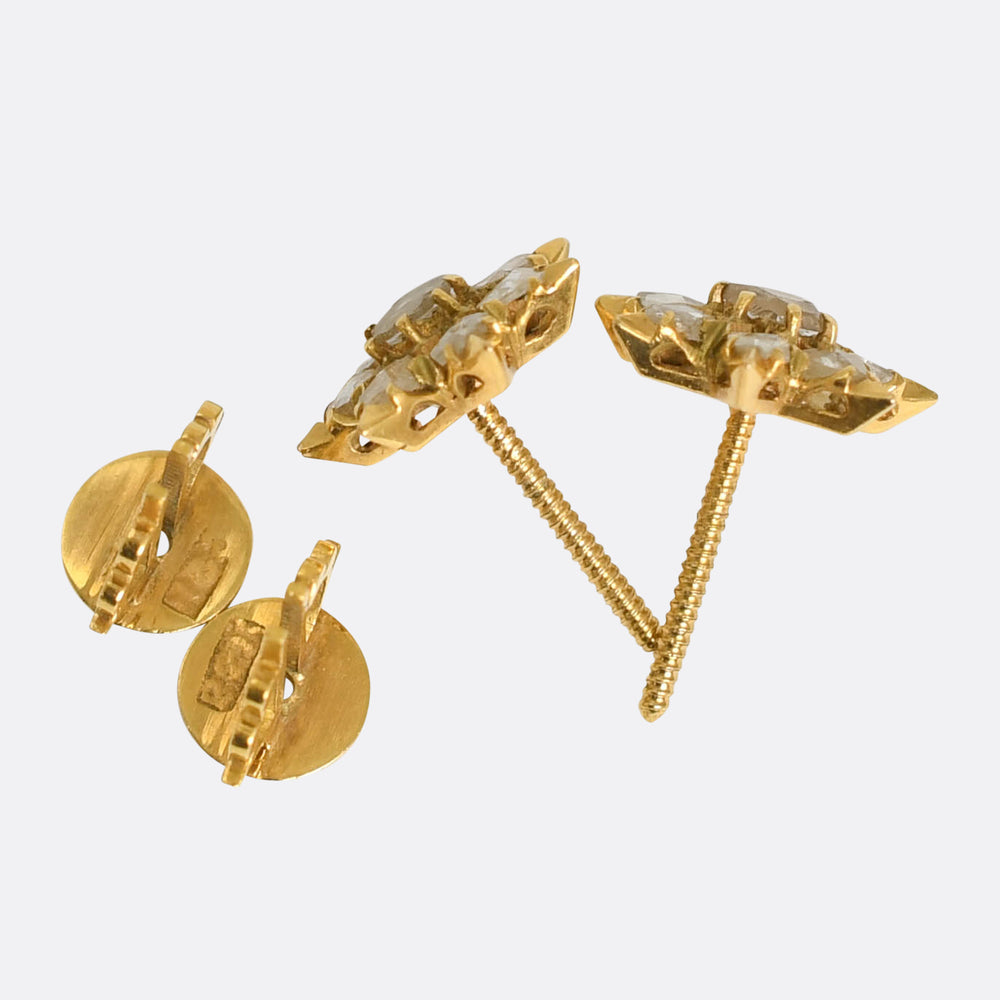 Victorian Rose Cut Diamond Star Earrings