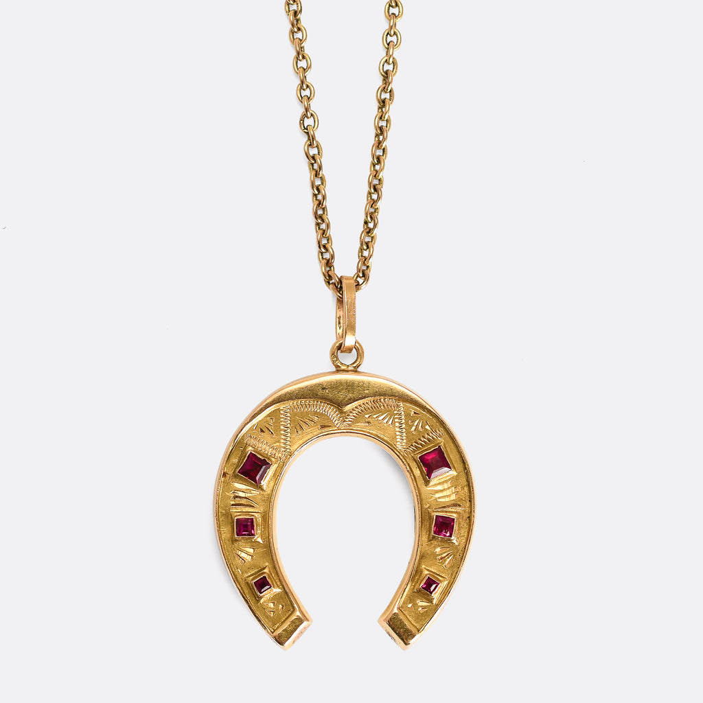 Victorian Ruby Lucky Horseshoe Pendant – Butter Lane Antiques