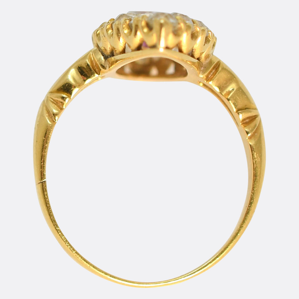 Victorian Ruby & Diamond Cluster Navette Ring