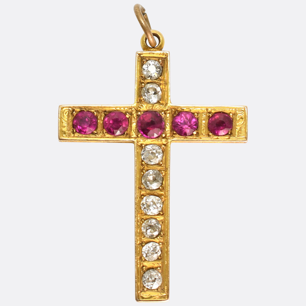 Cross Inside Ruby Victorian Ruby & Diamond Cross Pendant – Butter Lane Antiques