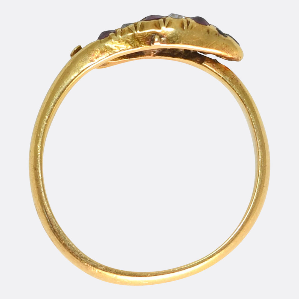 Victorian Ruby, Emerald & Diamond Snake Ring