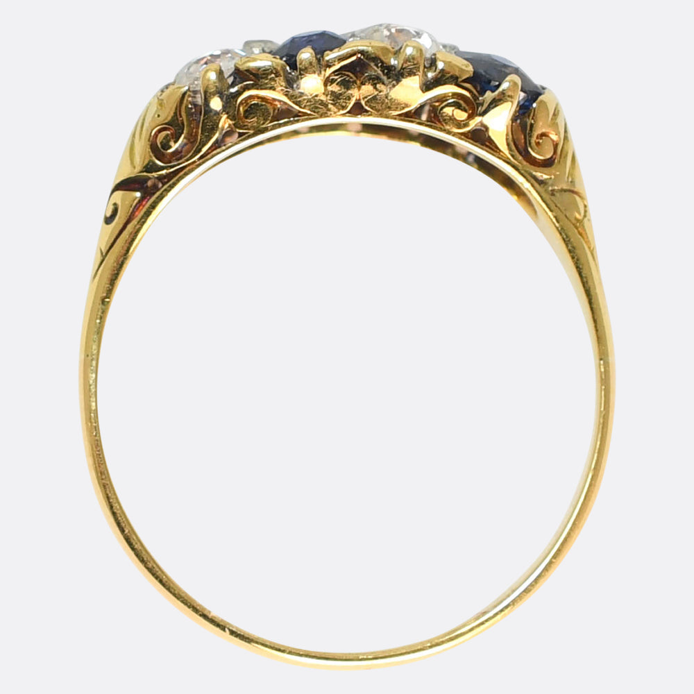 Victorian Sapphire & Diamond Chequerboard Ring