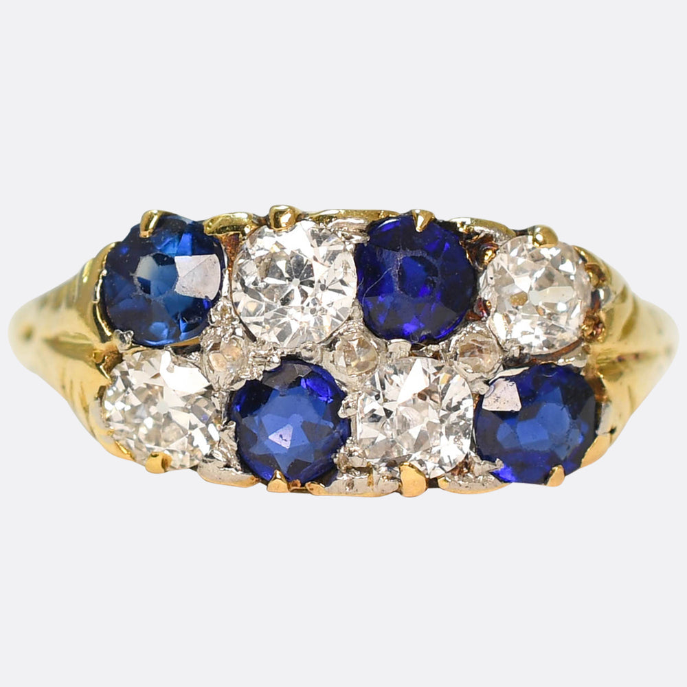 Victorian Sapphire & Diamond Chequerboard Ring