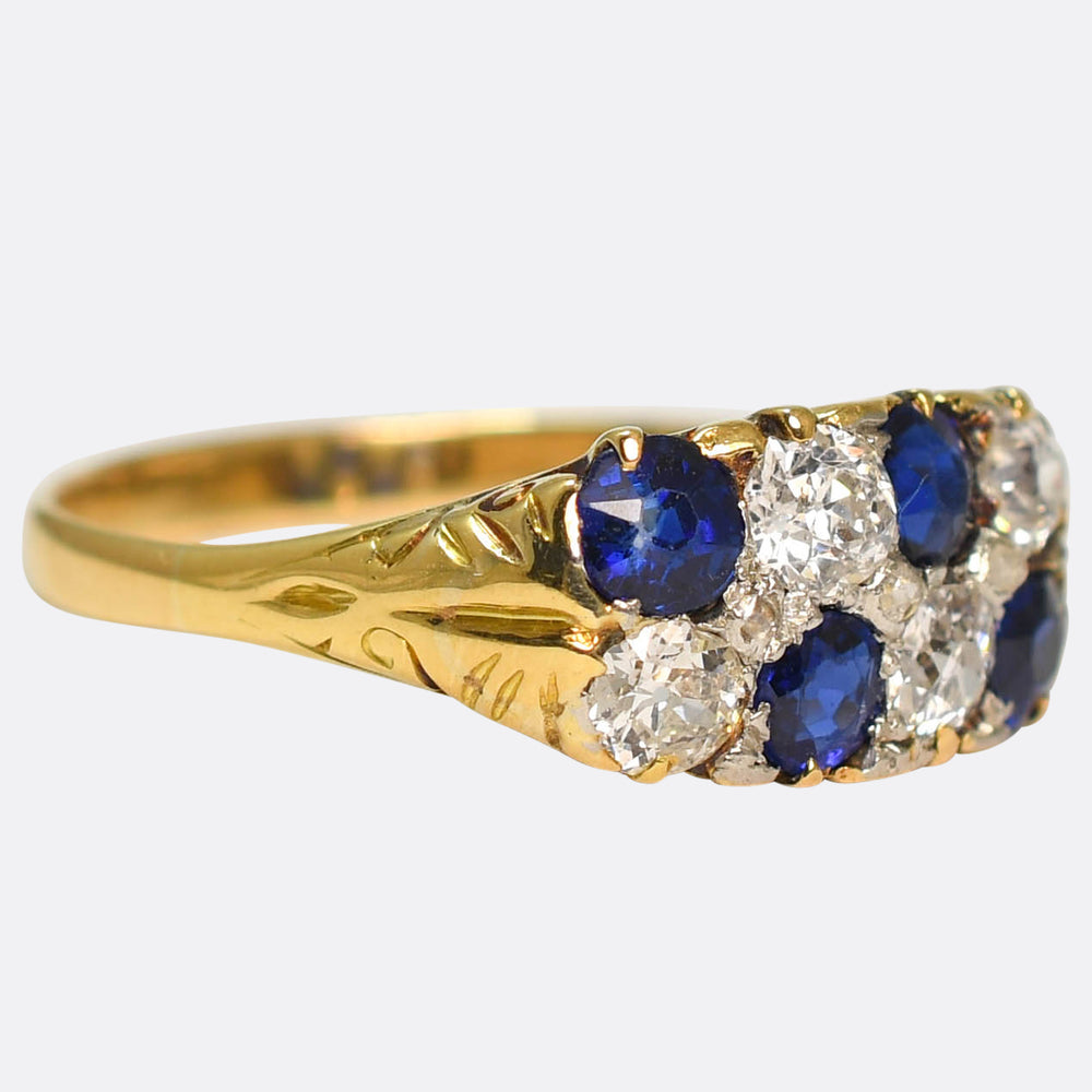 Victorian Sapphire & Diamond Chequerboard Ring