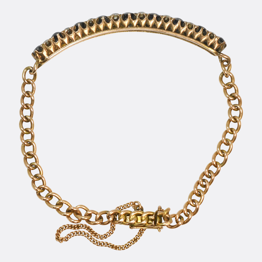 Victorian Sapphire & Diamond Curb-Link Bracelet