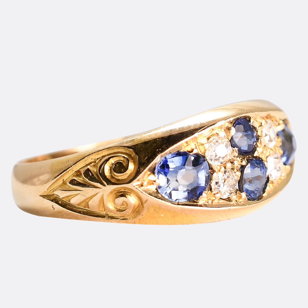 Victorian Sapphire & Diamond Gypsy Ring