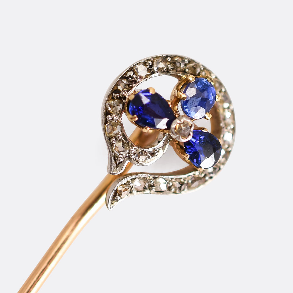 Victorian Sapphire & Diamond Stick Pin