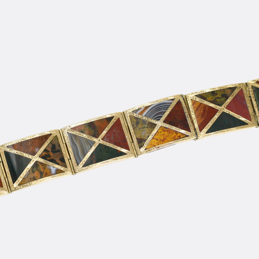 Victorian Scottish Agate Buckle Panel Bracelet