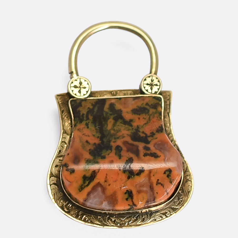 Victorian Scottish Granite Agate Padlock Charm