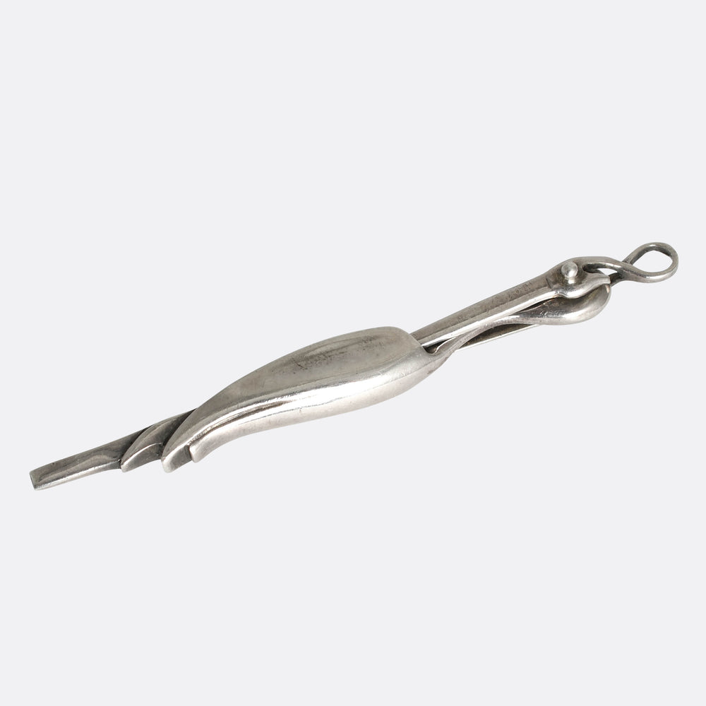 Victorian Silver Articulated Stork Pendant