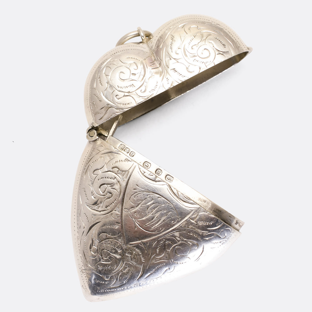 Victorian Silver Heart Vesta Case Pendant