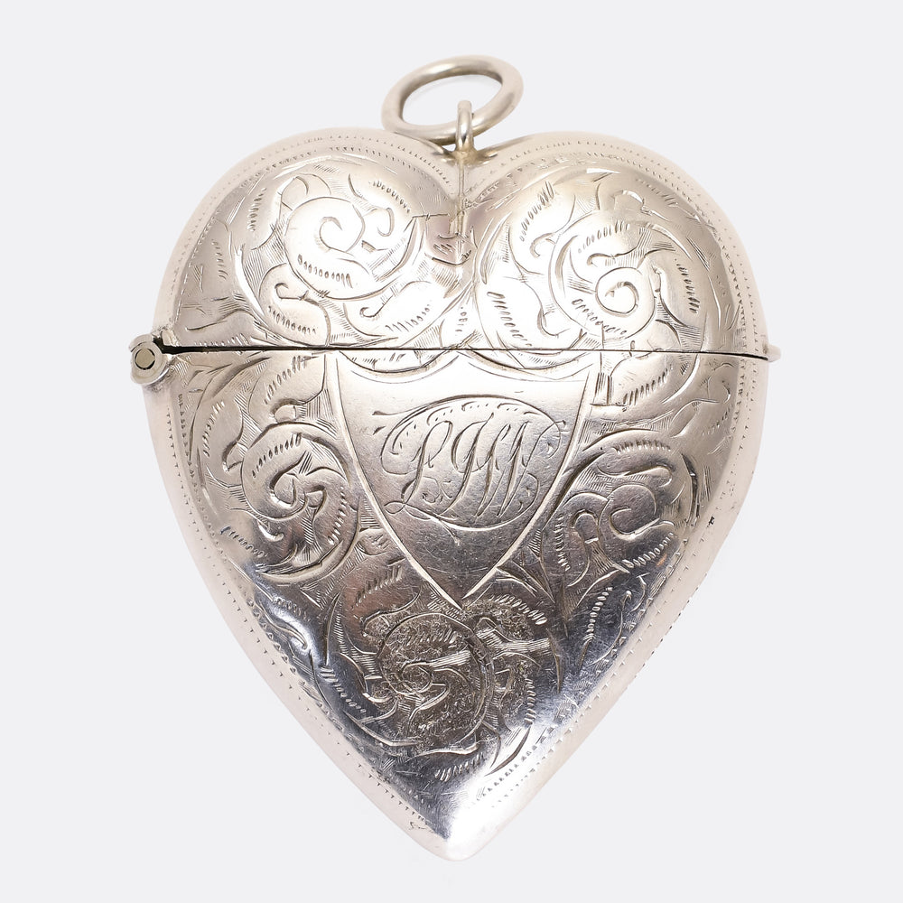 Victorian Silver Heart Vesta Case Pendant