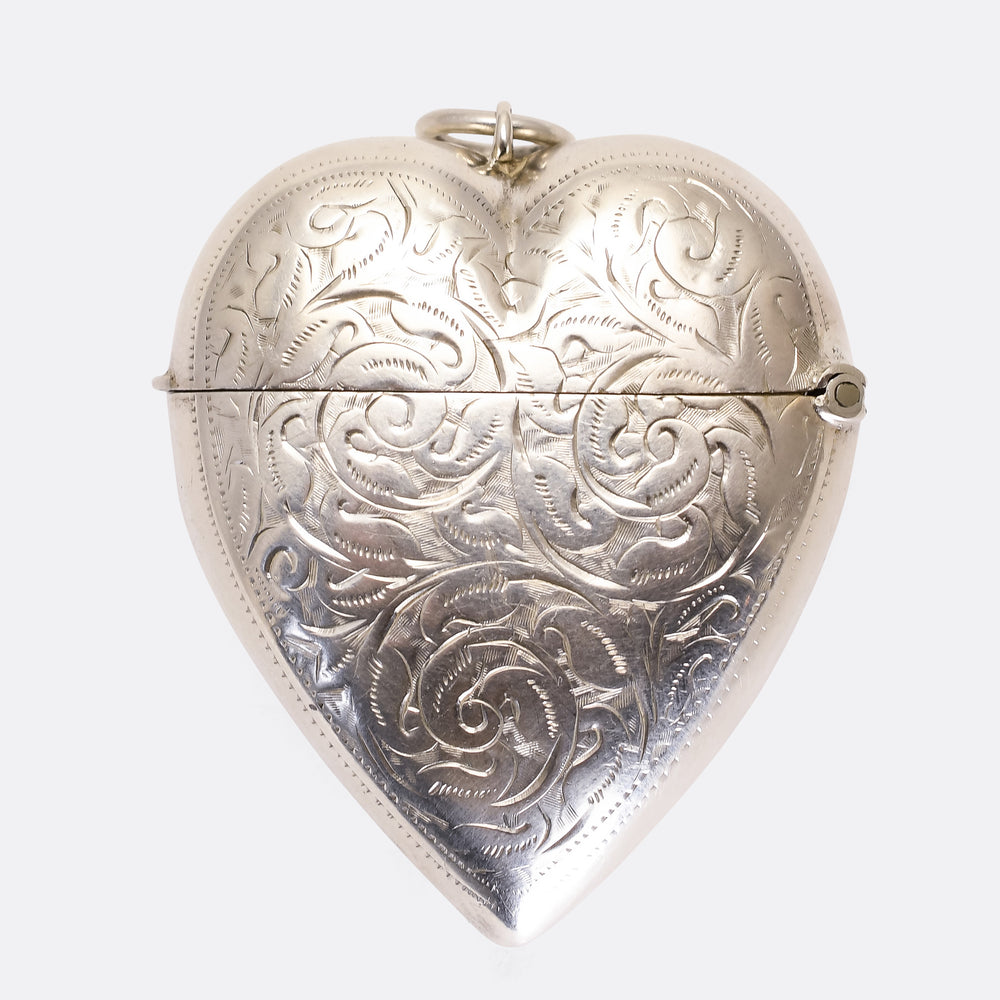 Victorian Silver Heart Vesta Case Pendant