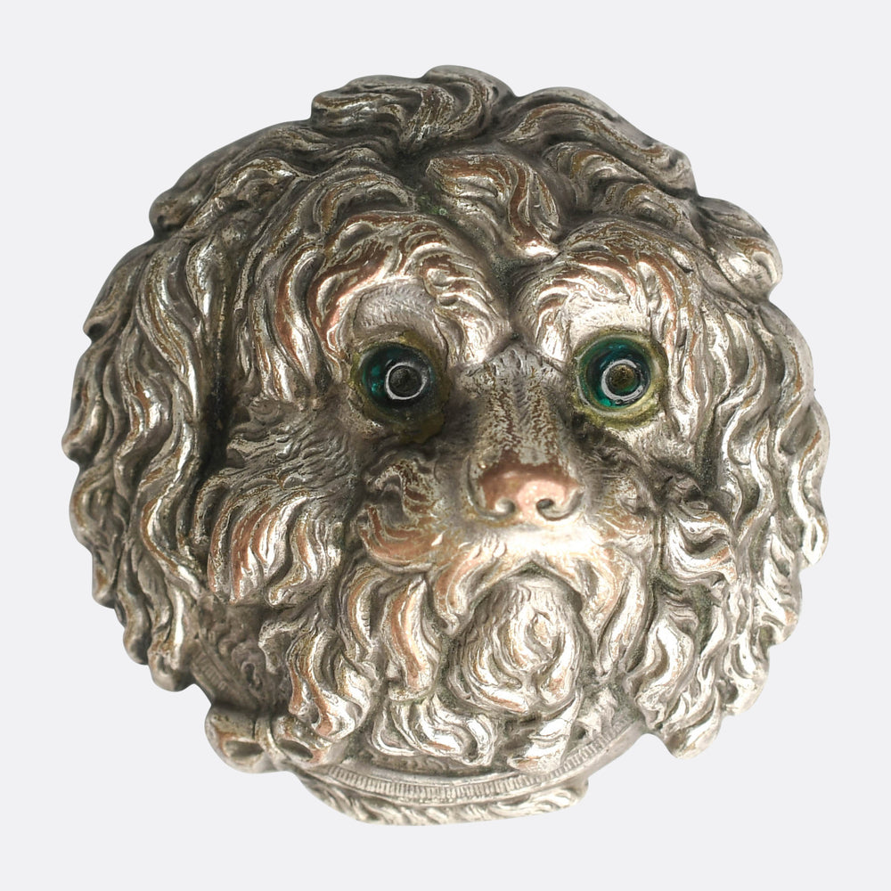 Victorian Silver Shih Tzu Dog Brooch