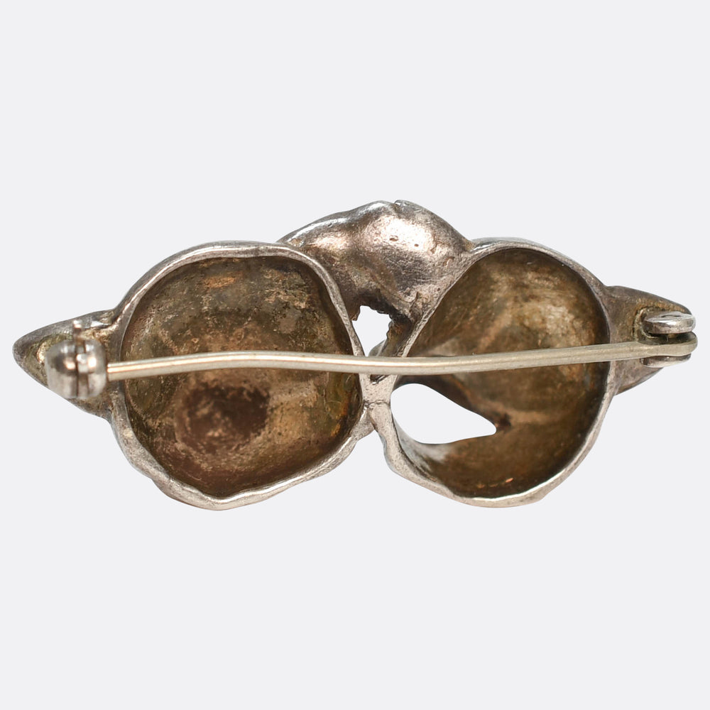 Victorian Silver Two Little Piggies Brooch