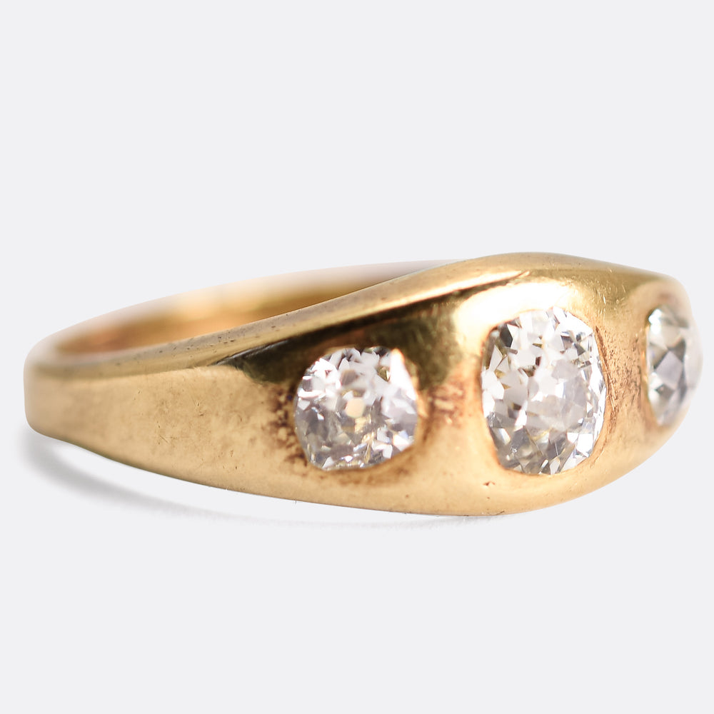 Victorian Three-Stone Diamond Gypsy Ring